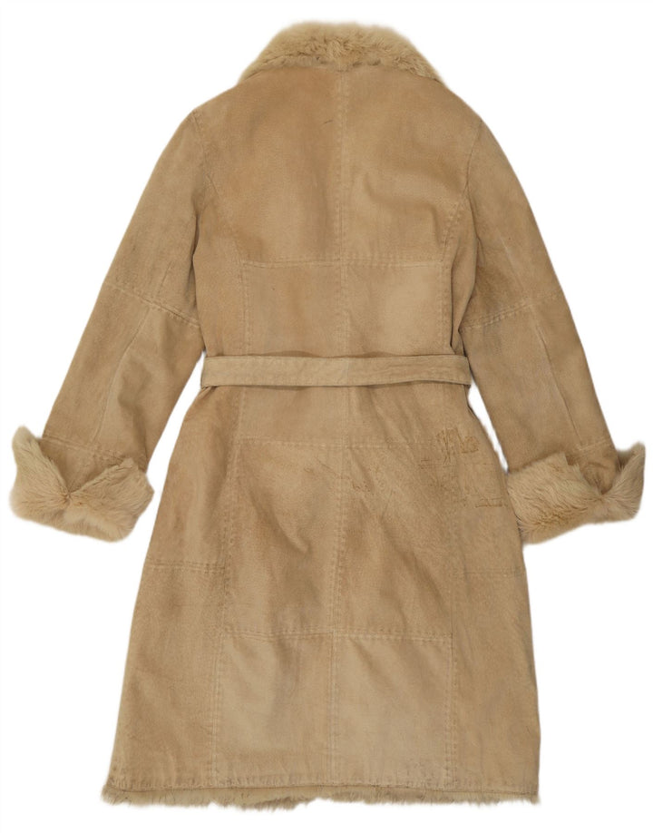 Cappotto in pelle vintage da donna IT 48 XL Pelle patchwork beige