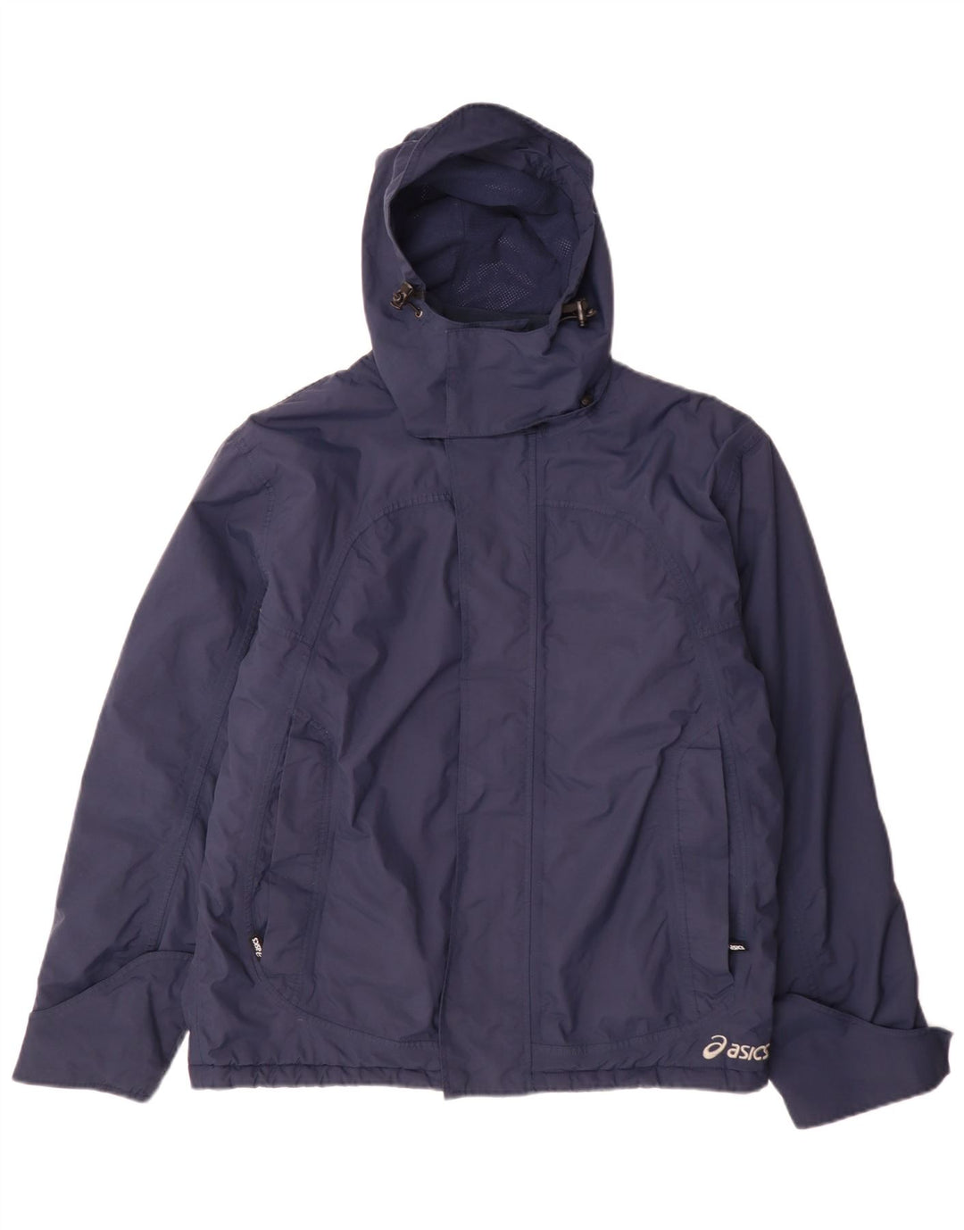 Giacca a vento con cappuccio da uomo Asics UK 38 media blu navy in poliammide