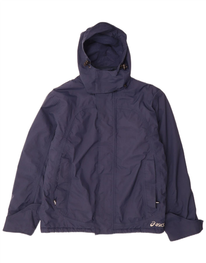 Giacca a vento con cappuccio da uomo Asics UK 38 media blu navy in poliammide