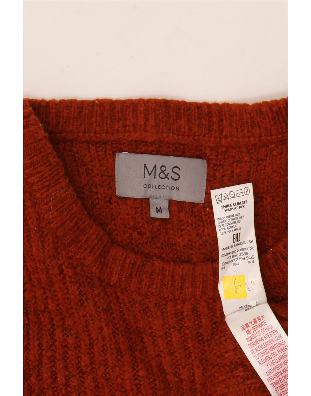 Maglione maglione girocollo da uomo Marks & Spencer medio bordeaux in acrilico