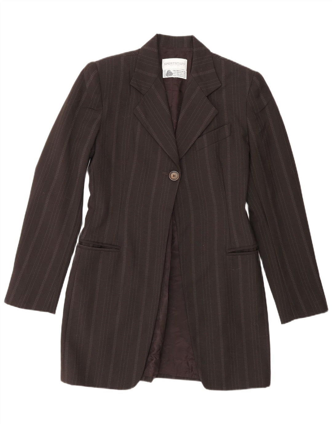 Giacca blazer da donna a 1 bottone con linea lunga Sportstaff UK 10 piccola a righe marroni