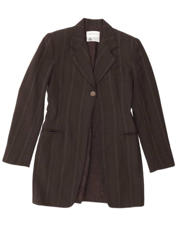 Giacca blazer da donna a 1 bottone con linea lunga Sportstaff UK 10 piccola a righe marroni