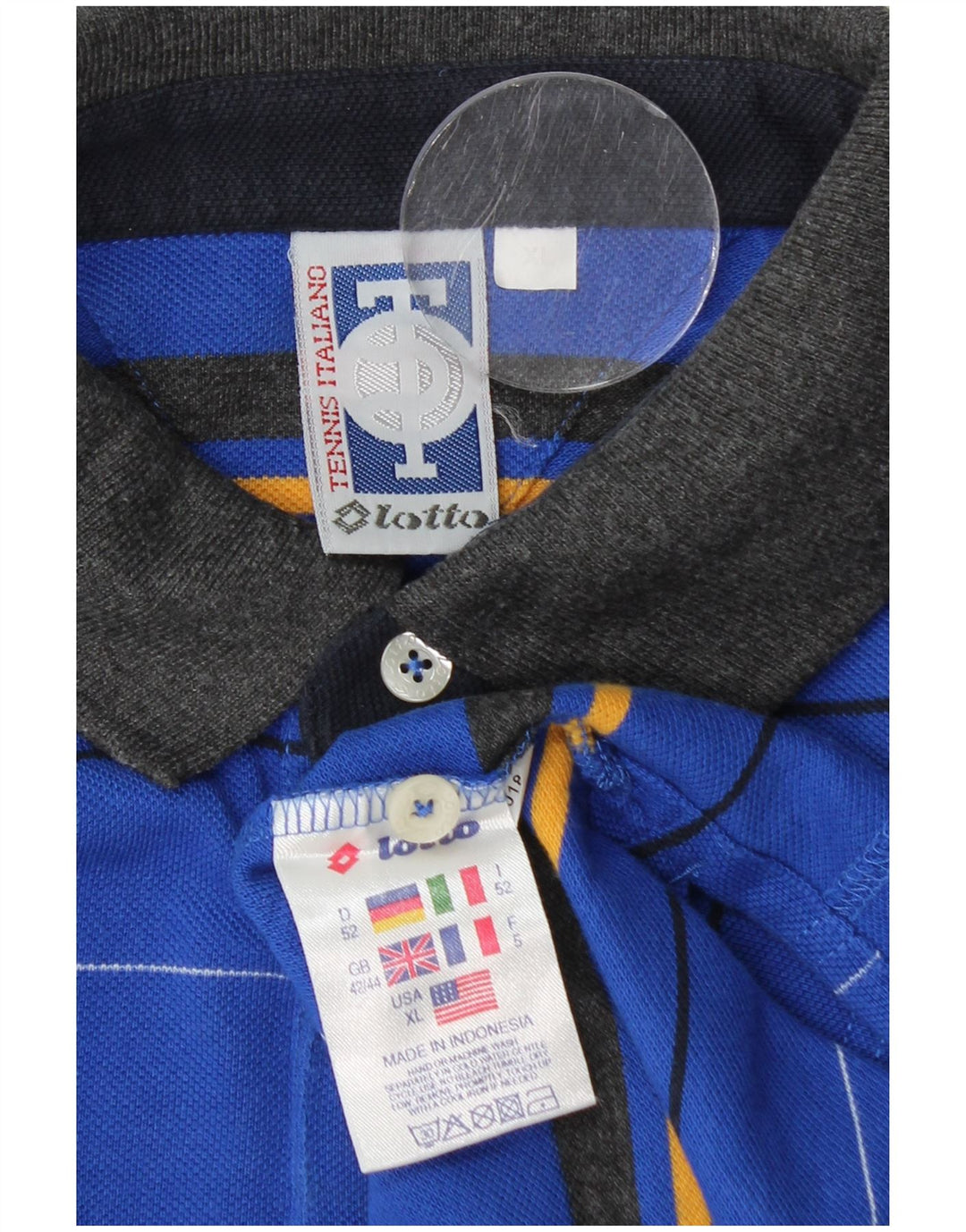 Polo da uomo LOTTO UK 42/44 XL Cotone a righe blu