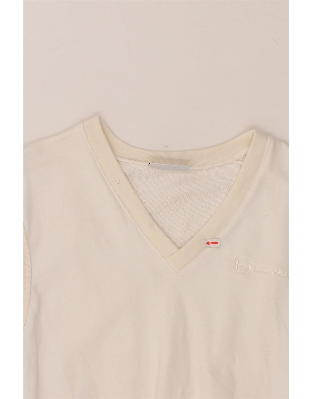 SERGIO TACCHINI Womens Sleeveless Sweatshirt Jumper UK 14 Medium White Vintage Sergio Tacchini and Second-Hand Sergio Tacchini from Messina Hembry 