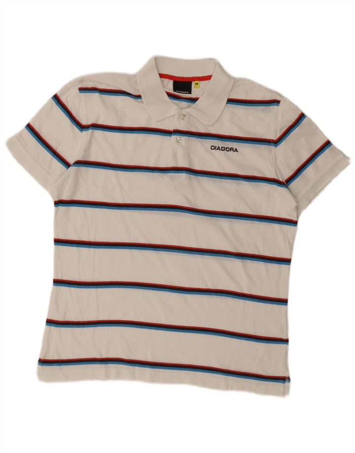 Polo Diadora Uomo Cotone Rigato Medio Bianco
