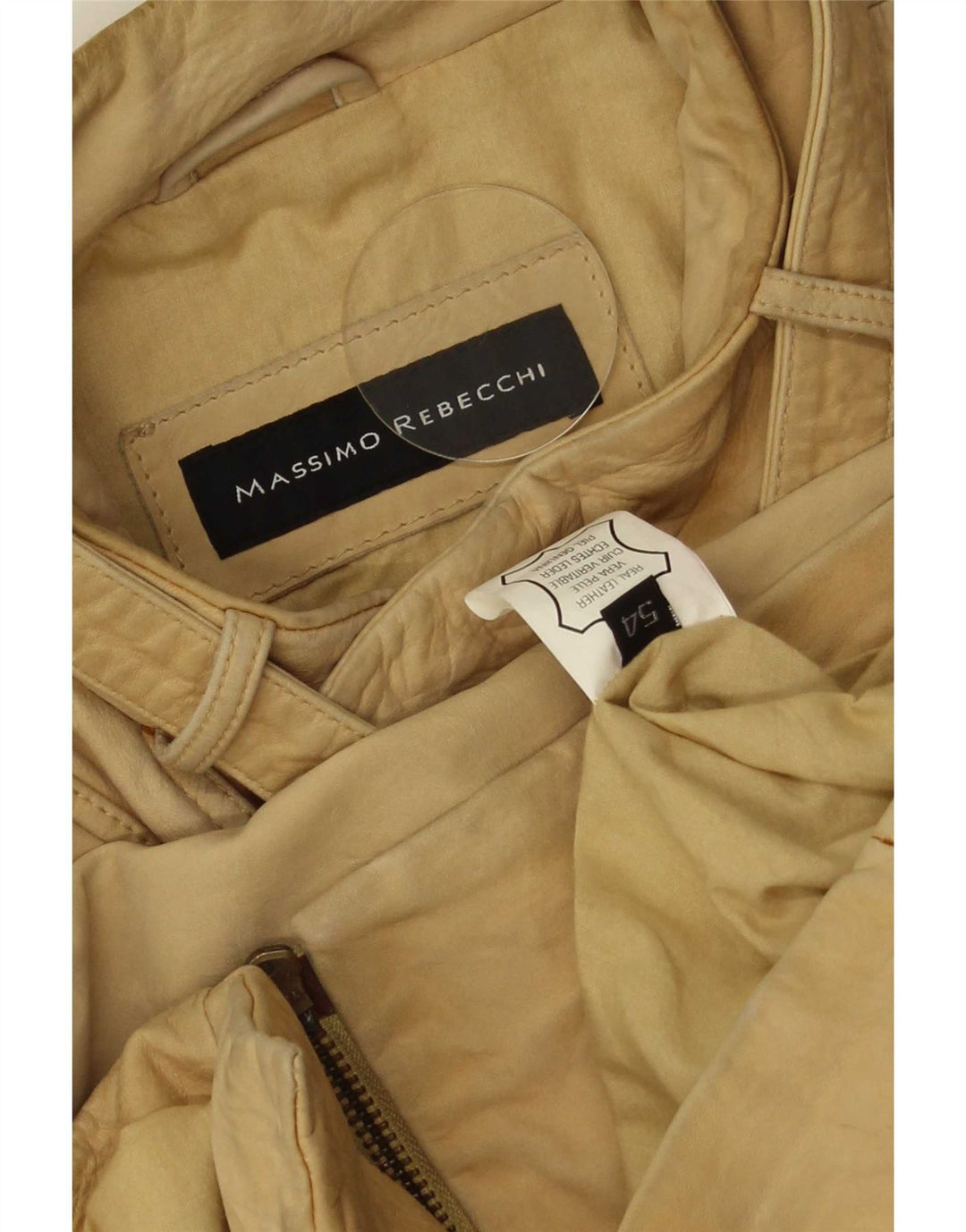 Giacca da motociclista in pelle da uomo Massimo Rebecchi IT 54 2XL Pelle beige