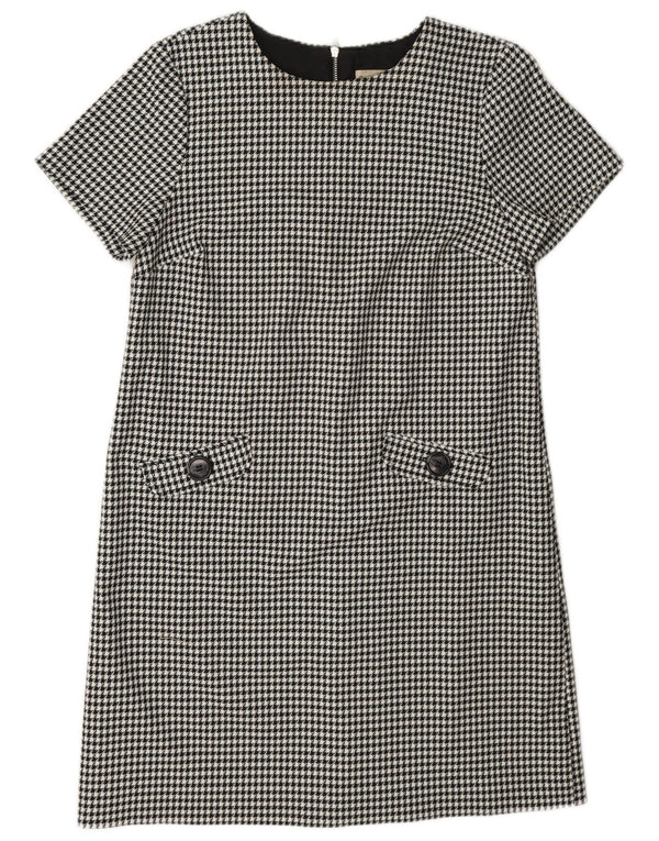 Abito a trapezio da donna Phase Eight UK 12 Poliestere pied de poule nero medio