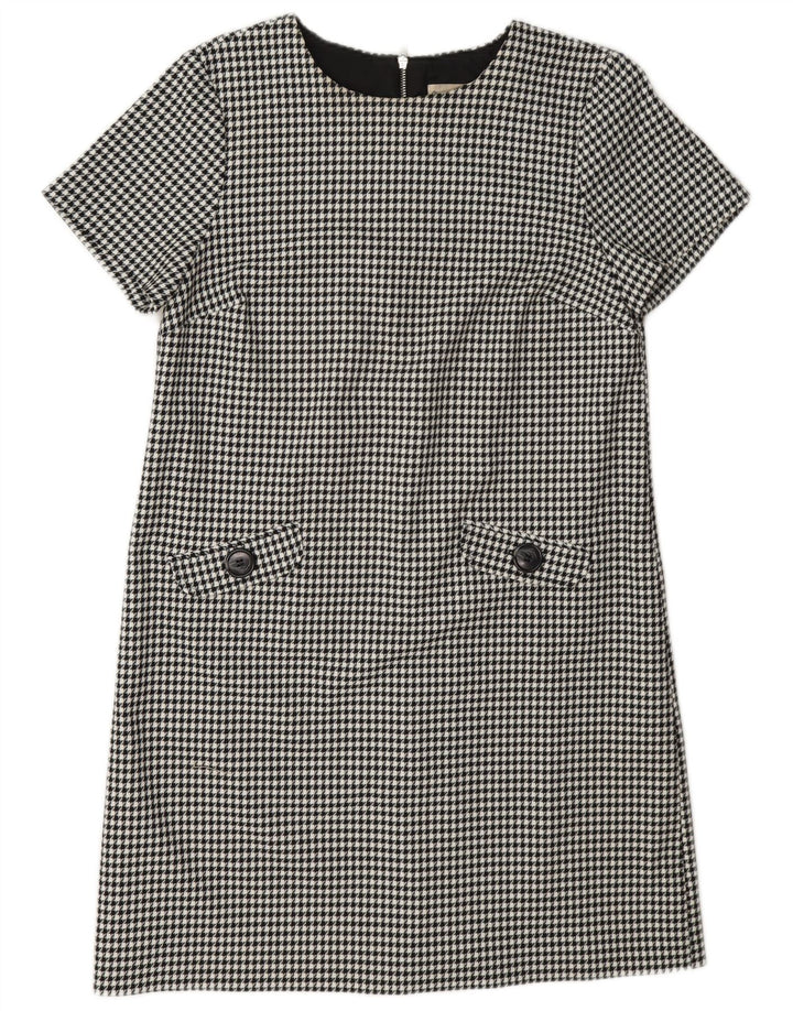 Abito a trapezio da donna Phase Eight UK 12 Poliestere pied de poule nero medio