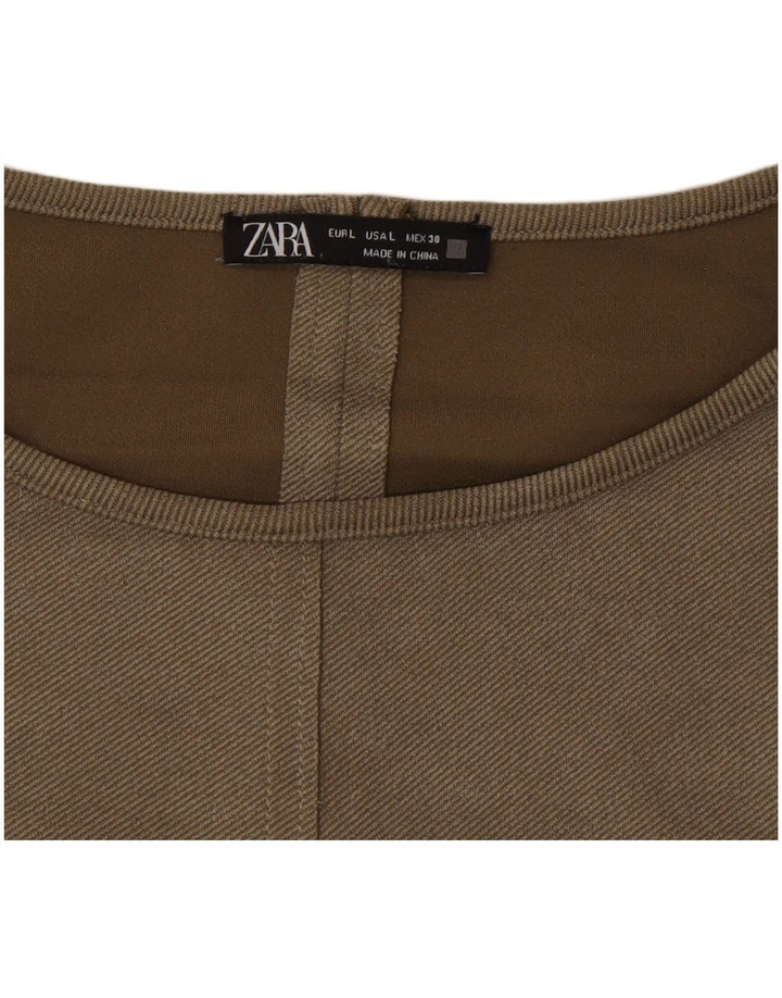 Abito a trapezio da donna Zara UK 16 grande color kaki