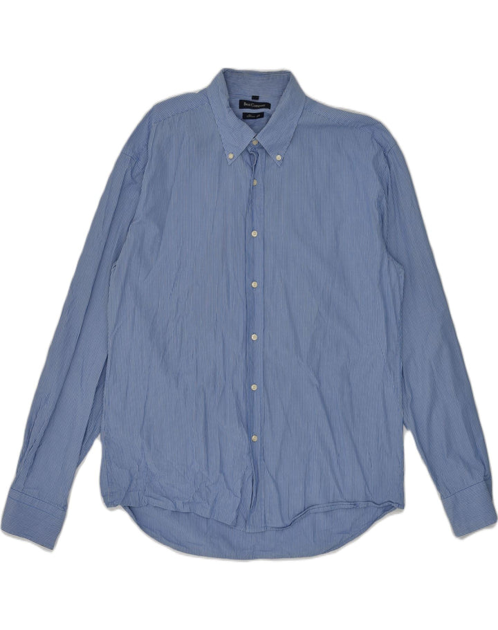 BEST COMPANY Mens Slim Fit Shirt 2XL Blue Pinstripe Cotton | Vintage Best Company | Thrift | Second-Hand Best Company | Used Clothing | Messina Hembry 