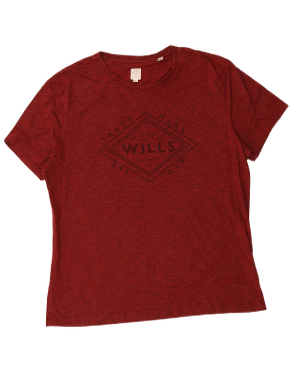 T-shirt grafica da uomo Jack Wills Top XL in cotone screziato bordeaux