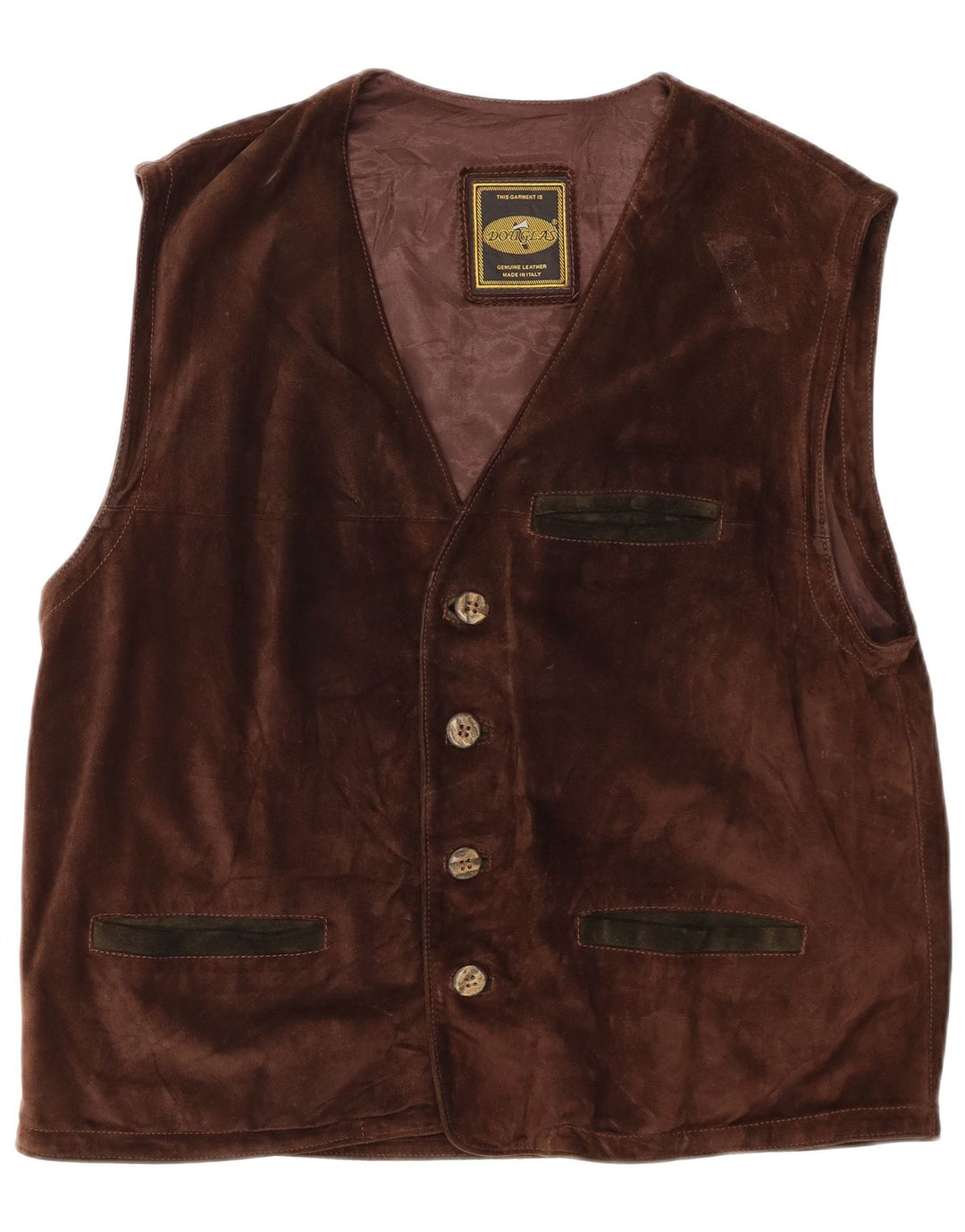 Gilet da uomo in pelle scamosciata Douglas IT 56 3XL in pelle marrone
