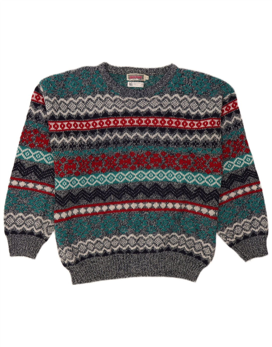 BROADWAY Maglione da uomo con scollo a barca Maglione grande Fair Isle multicolore