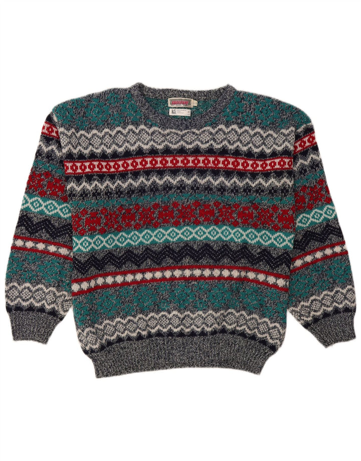 BROADWAY Maglione da uomo con scollo a barca Maglione grande Fair Isle multicolore
