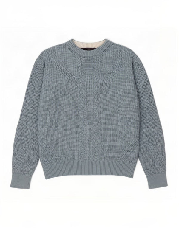 Marks & Spencer Womens Oversized Crew Neck Jumper Sweater UK 16 Large Blue