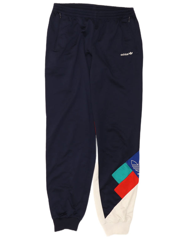 ADIDAS Mens Tracksuit Trousers Joggers Medium  Navy Blue Colourblock