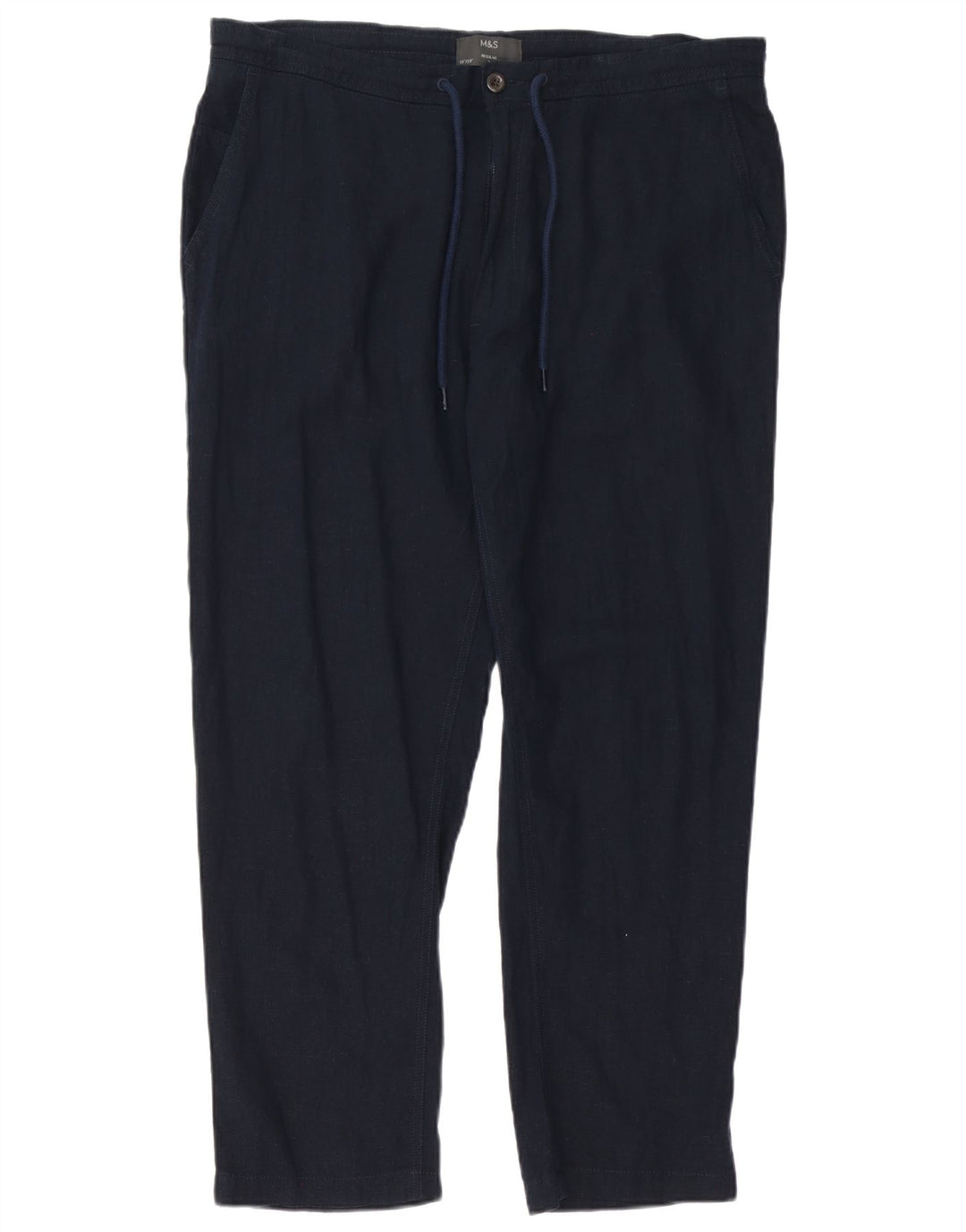 Pantaloni casual regolari dritti da uomo Marks & Spencer W38 L29 Blu navy