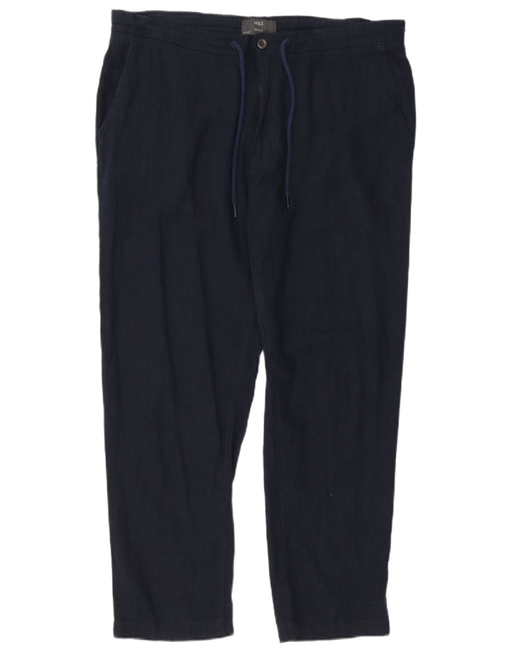 Pantaloni casual regolari dritti da uomo Marks & Spencer W38 L29 Blu navy