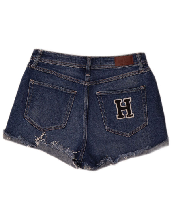Pantaloncini di jeans con grafica Hollister da donna US 3 Small W26 Blu Cotone