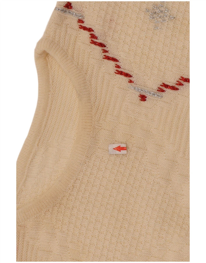 Maglione maglione vintage da donna con scollo a barca UK 14 medio bianco sporco