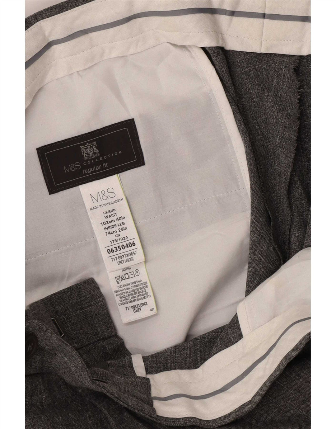 Pantaloni da abito vestibilità regolare Marks & Spencer da uomo W40 L29 poliestere grigio
