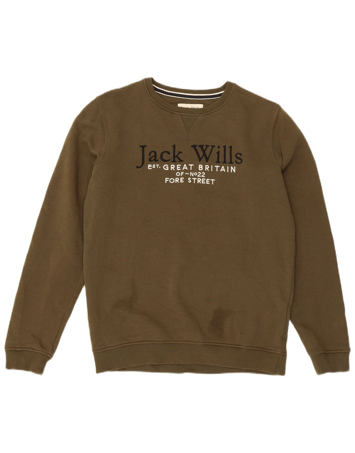 Felpa grafica da ragazzo Jack Wills 14-15 anni in cotone kaki