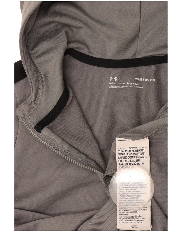 Felpa con cappuccio e zip per ragazzi Under Armour 7-8 anni Small Grey Colourblock