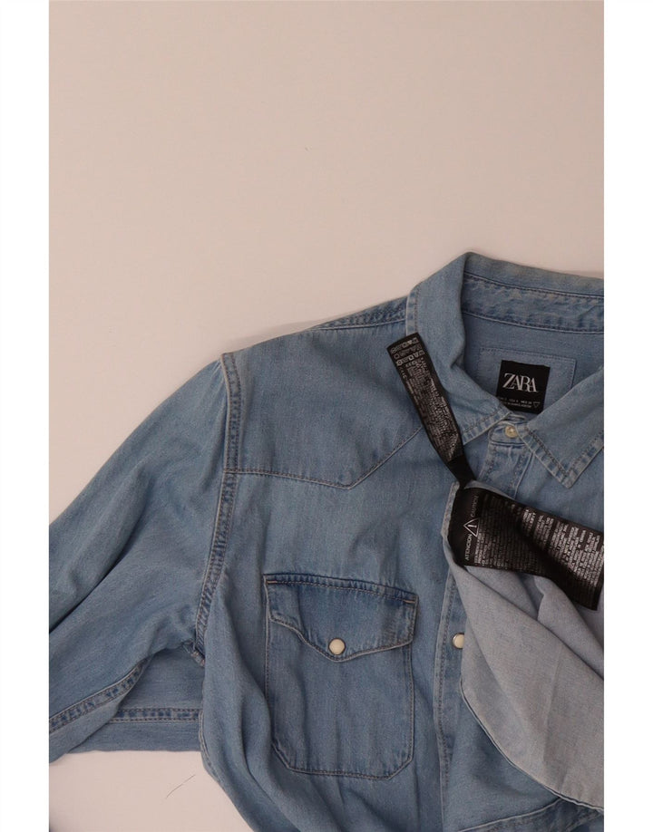 ZARA Mens Denim Shirt Small Blue Cotton Vintage Zara and Second-Hand Zara from Messina Hembry 