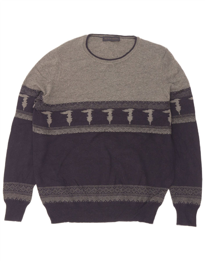 Maglione Trussardi Uomo con Scollo a Barca, Colore Blu Navy Medio