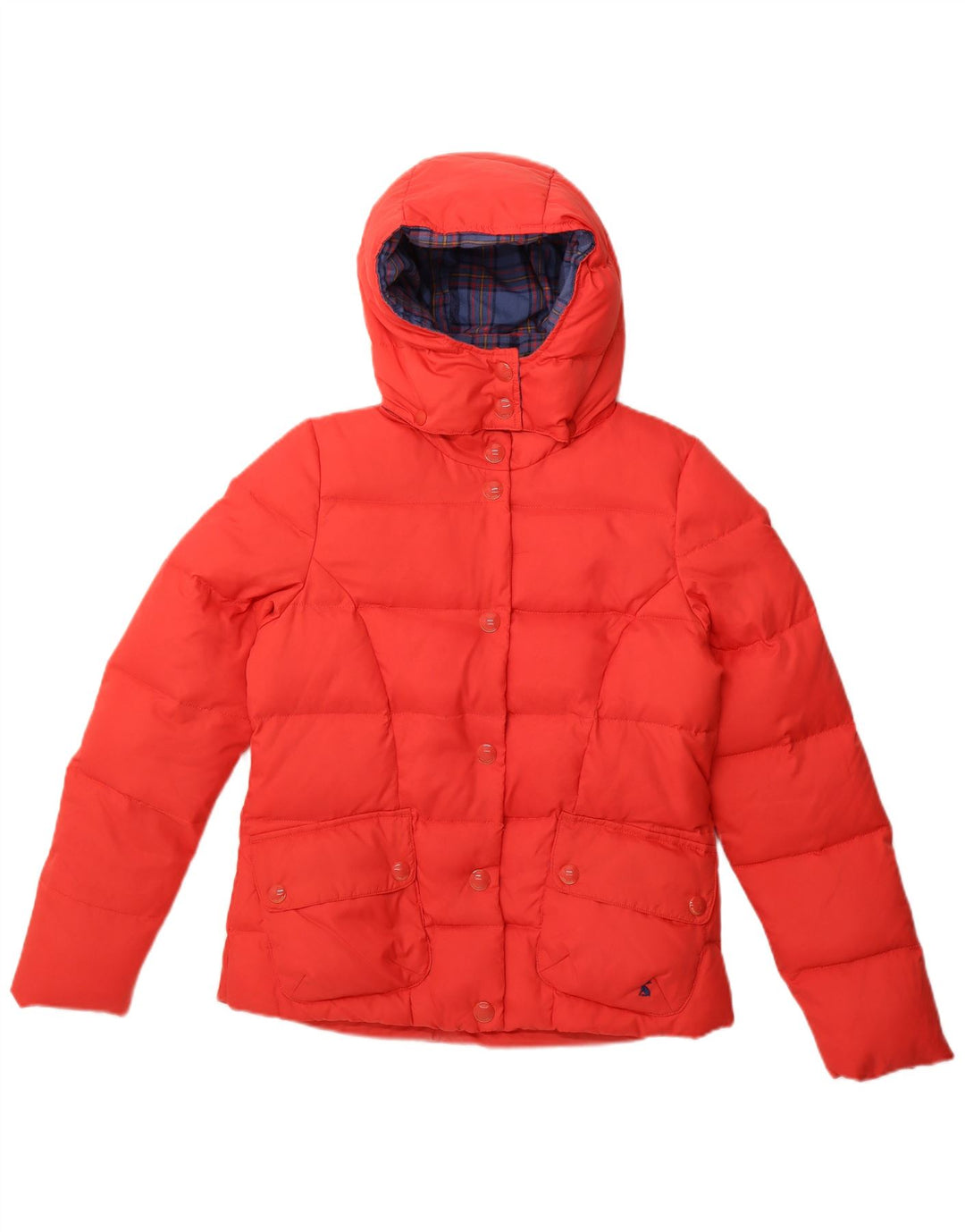 JOULES Womens Hooded Padded Jacket UK 12 Medium Red Polyester
