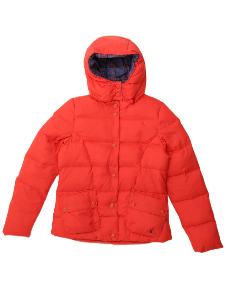 JOULES Womens Hooded Padded Jacket UK 12 Medium Red Polyester