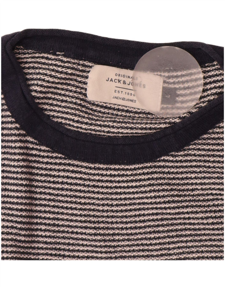 Jack & Jones Maglione girocollo da uomo a righe grandi blu navy