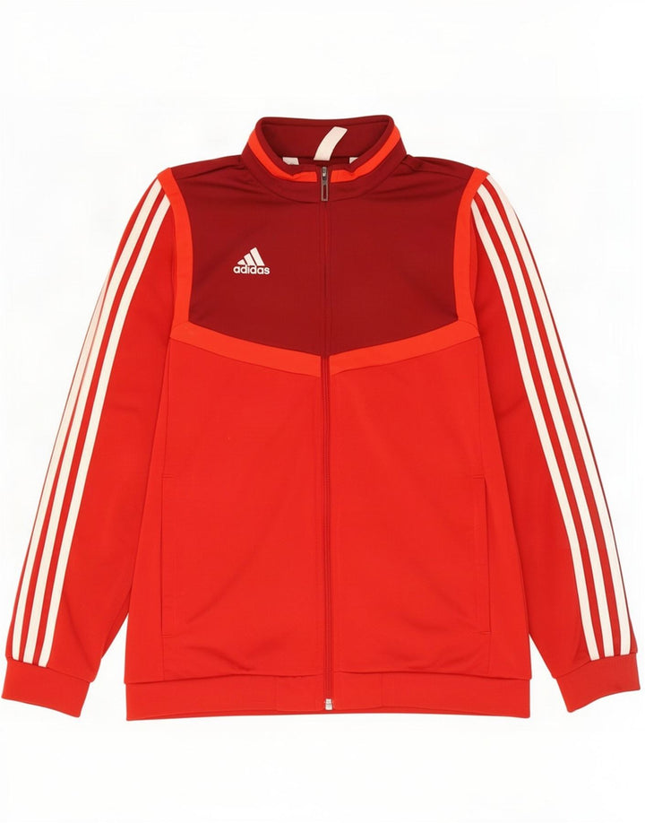 Giacca da tuta da ragazzo Adidas 11-12 anni in poliestere color block rosso