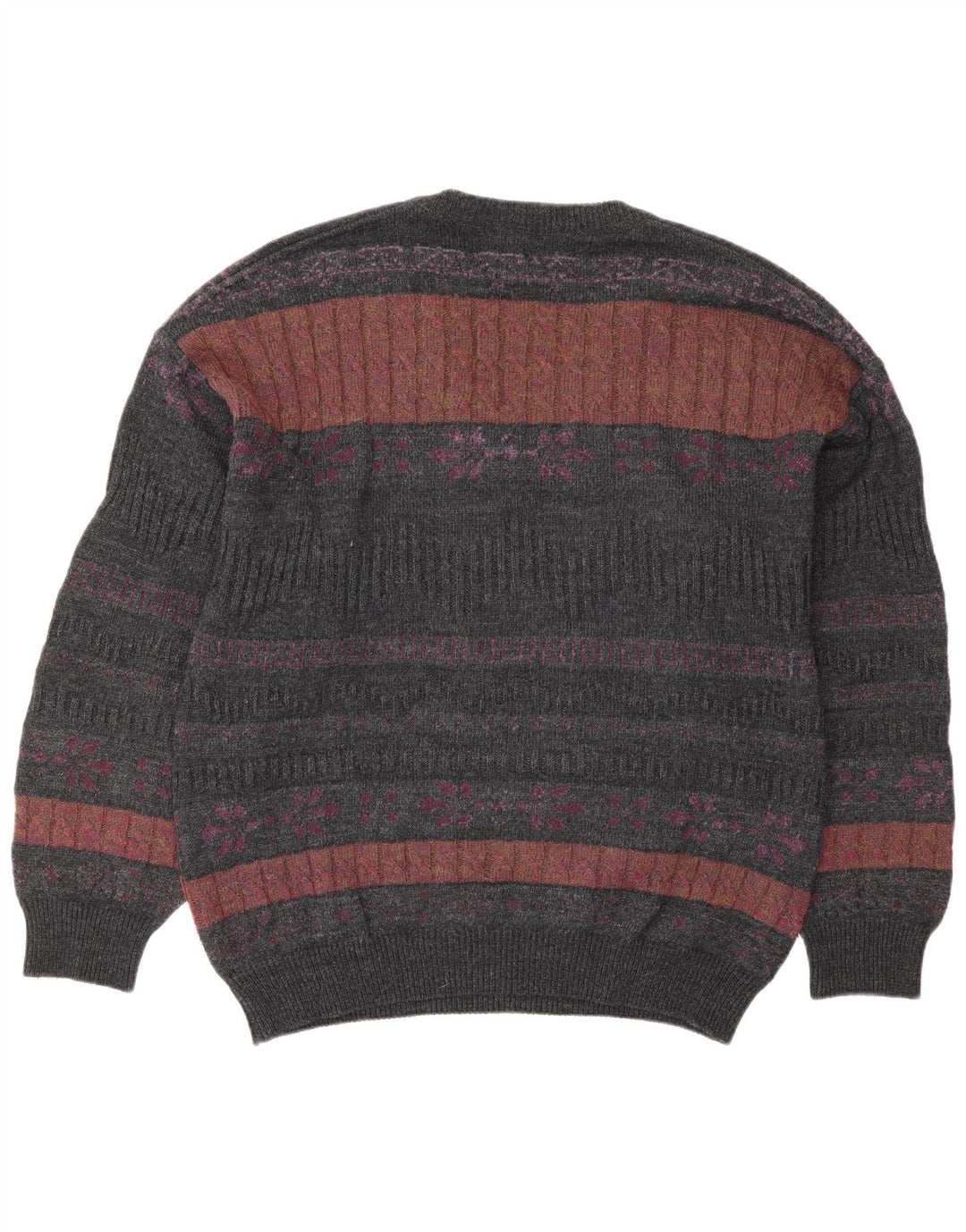 Maglione da uomo con scollo a V Il Granchio Large Grey Fair Isle
