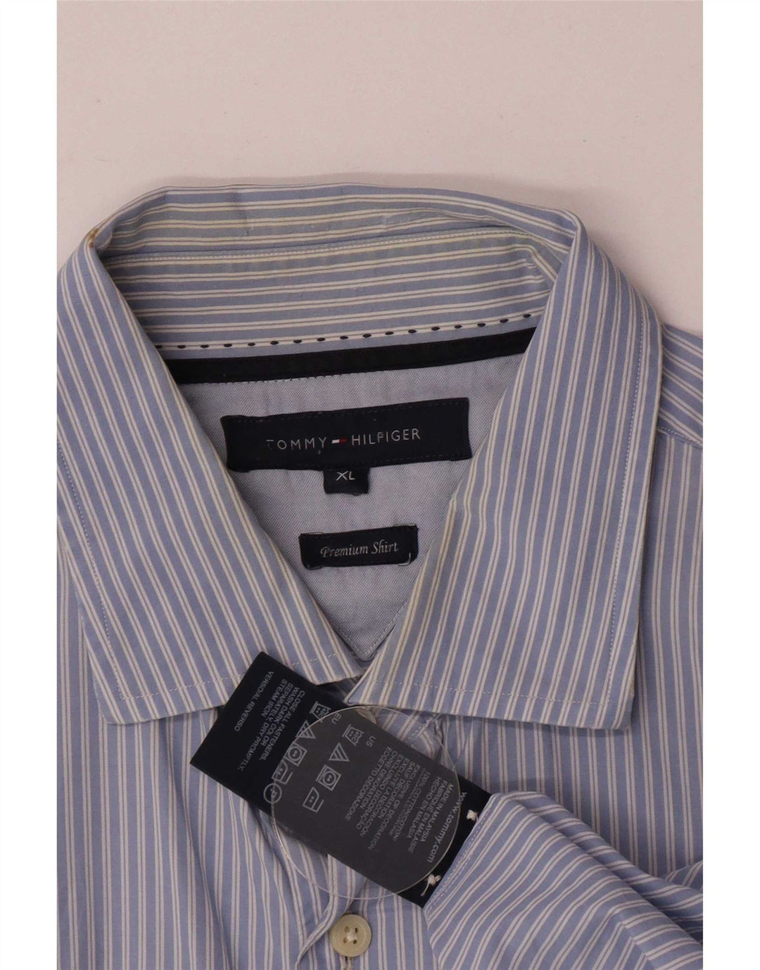 Camicia da uomo Regular Fit Tommy Hilfiger XL in cotone a righe blu