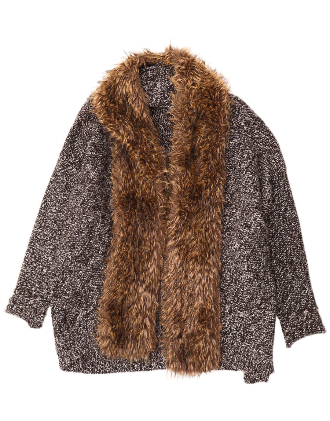 Maglione cardigan lungo oversize da donna Guess UK 10 piccolo grigio chiazzato