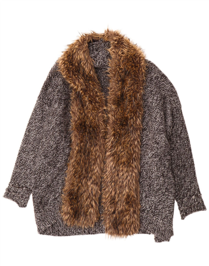 Maglione cardigan lungo oversize da donna Guess UK 10 piccolo grigio chiazzato