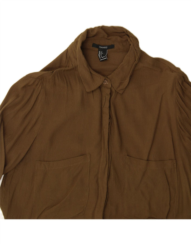 FOREVER 21 Womens Shirt Blouse UK 10 Small Khaki Rayon Vintage Forever 21 and Second-Hand Forever 21 from Messina Hembry 