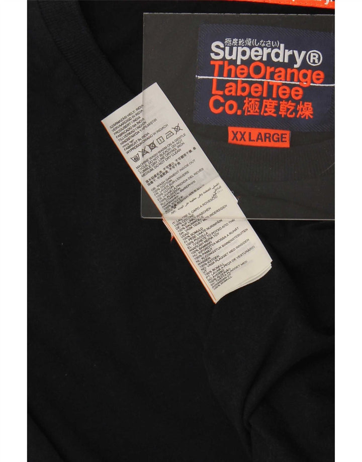 Top da uomo a maniche lunghe Superdry 2XL in cotone blu navy