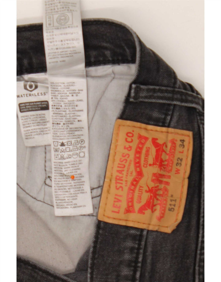 Jeans Levi's Uomo 511 Slim W32 L34 Cotone Nero