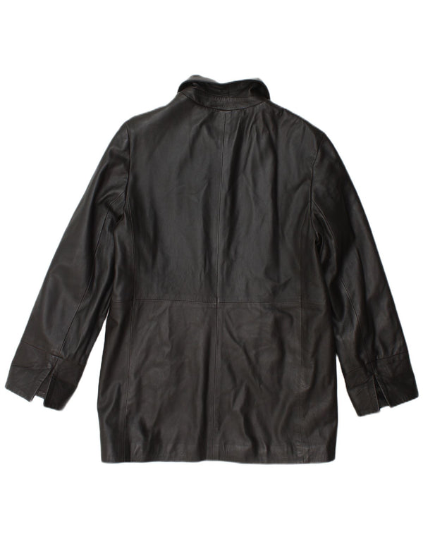 Giacca in pelle da donna vintage UK 14 in pelle marrone medio