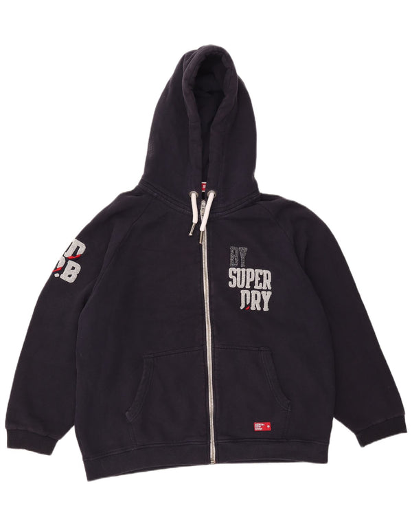 Felpa con cappuccio e zip oversize grafica da uomo Superdry UK 14 blu navy medio