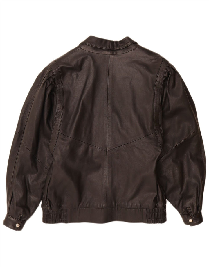 Giacca in pelle vintage da donna IT 42 media nera