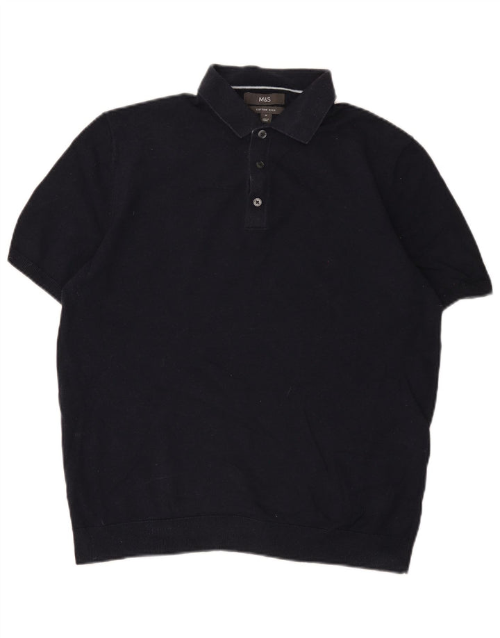 Polo da uomo Marks & Spencer media cotone blu navy