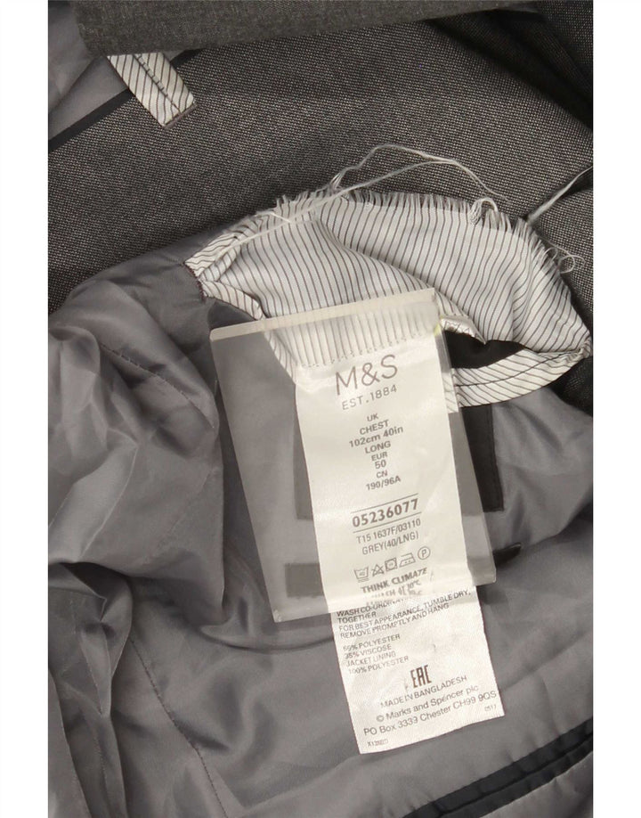 Giacca blazer a 2 bottoni da uomo Marks & Spencer UK 40 Poliestere grigio medio