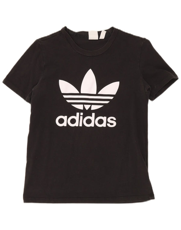 Adidas Womens Graphic T-Shirt Top UK 12 Medium Black Cotton