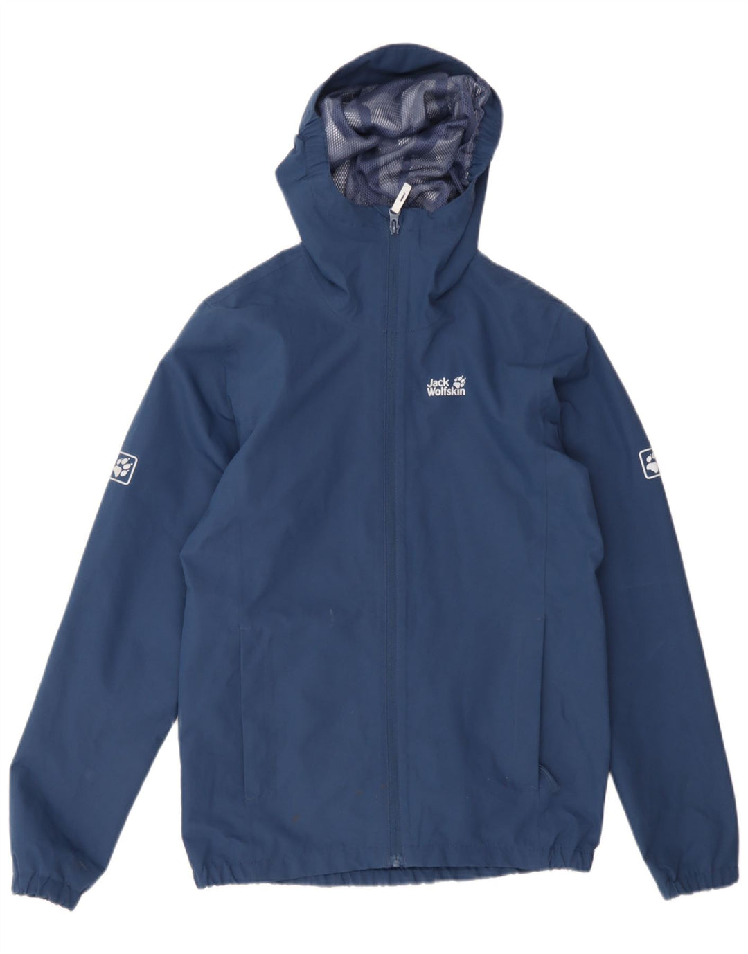 Giacca antipioggia con cappuccio da ragazzo Jack Wolfskin 13-14 anni in poliestere blu navy