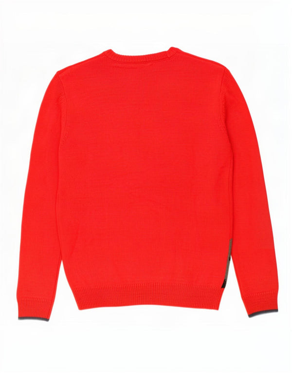 Joules Womens Graphic Crew Neck Jumper Sweater UK 10 Small Red Acrylic