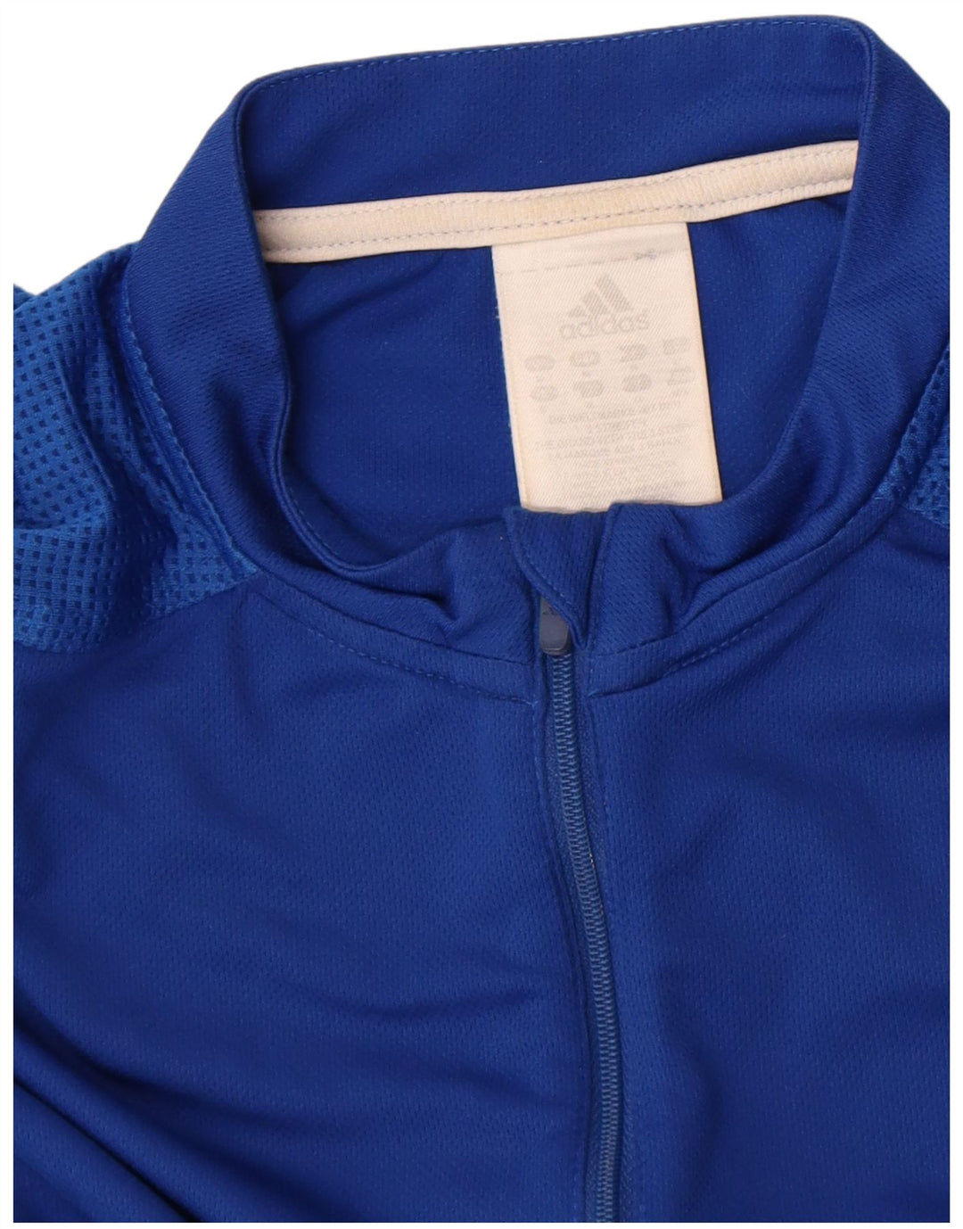 T-shirt Adidas da uomo con zip e collo in poliestere blu medio