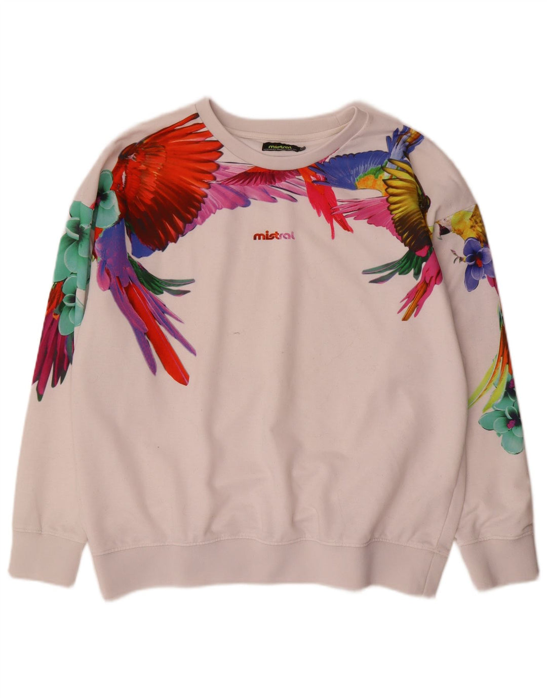 Felpa da donna Mistral UK 14 Medium White Floral Hawaiian